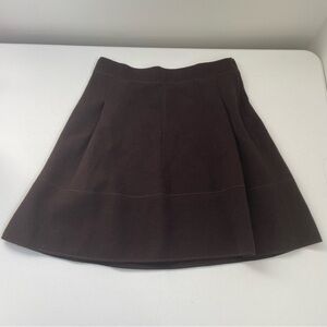 Oscar de la Renta Cashmere Mini Skirt Box Pleated A Line Chocolate Brown M Italy